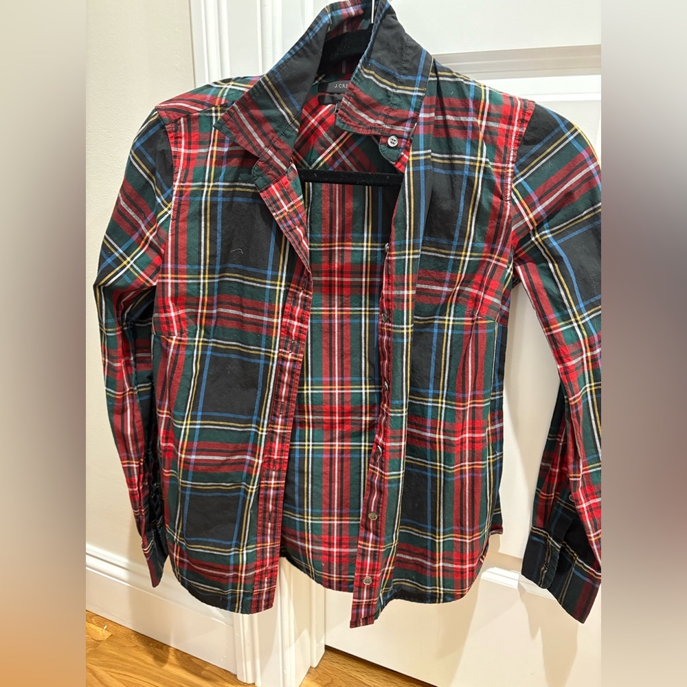 J Crew Embellished garçon shirt in Stewart tartan cotton poplin size 2P